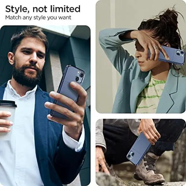 Alt view image 2 of 7 - harusaki   for iPhone 14 Case with Card Holder, Wireless Charging Compatible iPhone 14 Wallet Case, Slim Shockproof iPhone 14 Case Wallet (Blue)