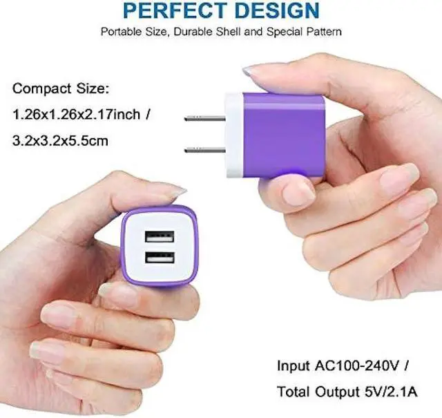 Alt view image 2 of 7 - Phone Charger Plug for Samsung Galaxy A32 5G A12 A14 A54 A53 S23 S22 S21 LG Stylo 6 5 V60 V50 Google Pixel 7a 7 Pro 6a, 2 Dual Wall Charger Block with Type C Nylon Braided Cords USB C Cable 3ft+6ft