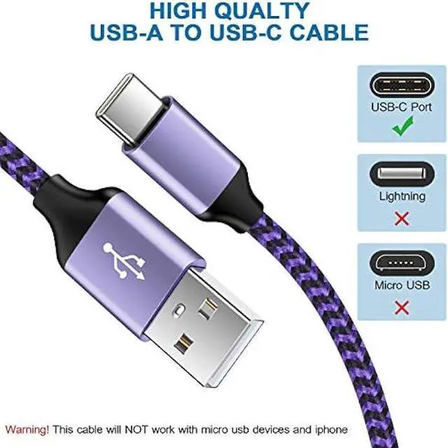 Alt view image 5 of 7 - Phone Charger Plug for Samsung Galaxy A32 5G A12 A14 A54 A53 S23 S22 S21 LG Stylo 6 5 V60 V50 Google Pixel 7a 7 Pro 6a, 2 Dual Wall Charger Block with Type C Nylon Braided Cords USB C Cable 3ft+6ft
