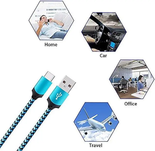 Alt view image 5 of 7 - OrSunday USB Type C Charger Cable Fast Charging Cord Compatible with Google Pixel 3a, 3a XL, 3 XL, Pixel 3, Pixel 2 XL, Pixel 2, Pixel C, Samsung Galaxy S10 S9 S8 (Blue/Green/Purple, 6 feet, 3 Pack)