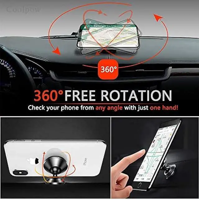 Alt view image 5 of 7 - 2-PACKMagnetic phone holder for car, [ Super Strong Magnet ] [ with 4 Metal Plate ] iPhone Magnetic car mount for cell phone, [ 360° Rotation ] Universal Dashboard car Mount Fits All Smartphones