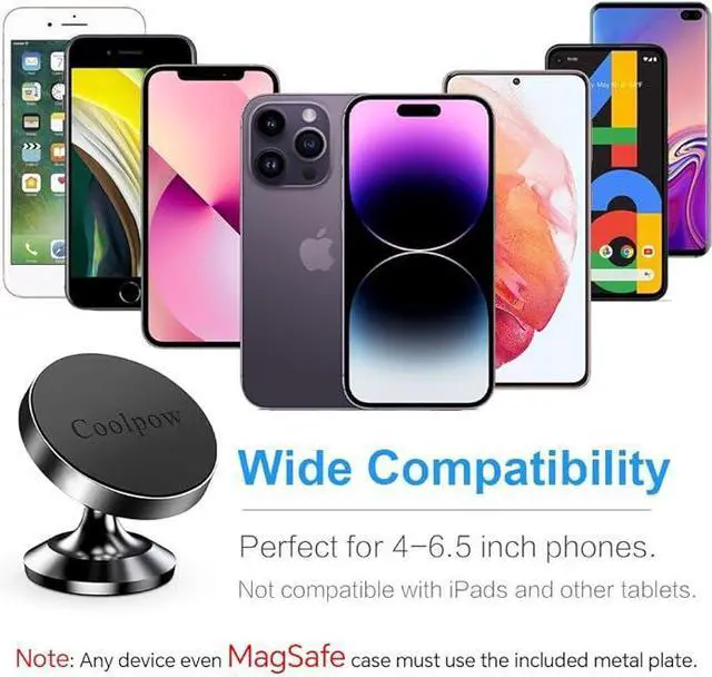 Alt view image 6 of 7 - 2-PACKMagnetic phone holder for car, [ Super Strong Magnet ] [ with 4 Metal Plate ] iPhone Magnetic car mount for cell phone, [ 360° Rotation ] Universal Dashboard car Mount Fits All Smartphones