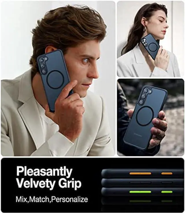 Alt view image 6 of 6 - TORRAS Magnetic Guardian Designed for Samsung Galaxy S23 Case 6.1, [Military Grade Drop Tested] [Compatible with MagSafe] Semi-Clear Hard Back & Soft Edge Slim Phone Case, Black