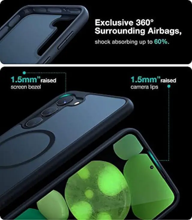 Alt view image 5 of 6 - TORRAS Magnetic Guardian Designed for Samsung Galaxy S23 Case 6.1, [Military Grade Drop Tested] [Compatible with MagSafe] Semi-Clear Hard Back & Soft Edge Slim Phone Case, Black