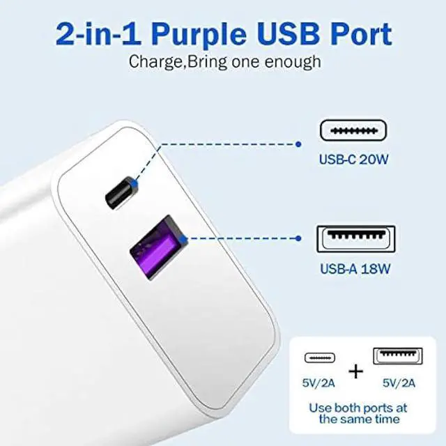 Alt view image 6 of 6 - USB C Charger Block, 20W Dual Port Fast Charger, Apple Watch Charger, Seedato Charging Block Compatible with Apple Watch Series 8 7 Charger, for iPhone 14/13/12/Pro Max, AirPods