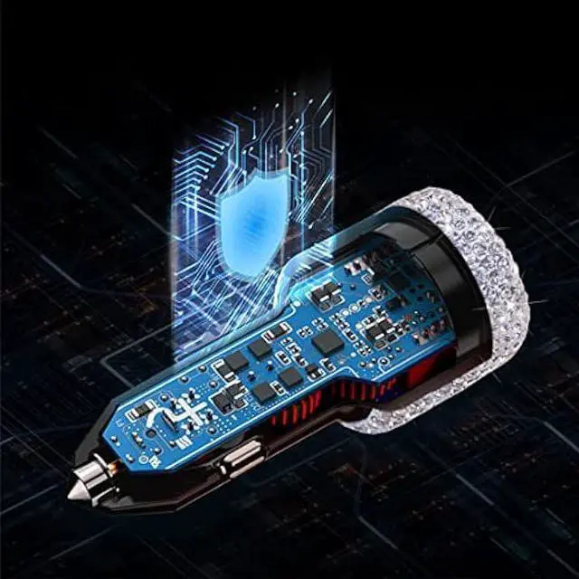Alt view image 3 of 7 - USB C Car Charger Adapter 54W Bling Diamond PD & QC 2-Port Type C Compact Car Charger Compatible for iPhone, iPad, Samsung Galaxy, LG, Google Pixel, Moto, USB-C Port