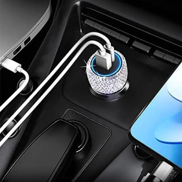 Alt view image 7 of 7 - USB C Car Charger Adapter 54W Bling Diamond PD & QC 2-Port Type C Compact Car Charger Compatible for iPhone, iPad, Samsung Galaxy, LG, Google Pixel, Moto, USB-C Port