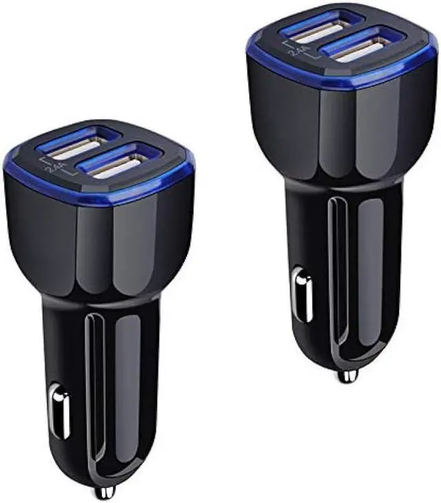 Main image of Car Charger, 2.4A 12W AndHot 2 Pack Mini Dual Port USB Car Charger Adapter Plug for iPhone 14 13 12 SE 11 Pro Max XR XS X 8 7 6S Plus, iPad, Samsung Galaxy S22 S21 S20 S10 Note 20, LG, Moto, Android