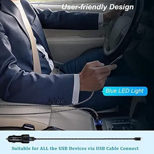 Alt view image 6 of 7 - Car Charger, 2.4A 12W AndHot 2 Pack Mini Dual Port USB Car Charger Adapter Plug for iPhone 14 13 12 SE 11 Pro Max XR XS X 8 7 6S Plus, iPad, Samsung Galaxy S22 S21 S20 S10 Note 20, LG, Moto, Android