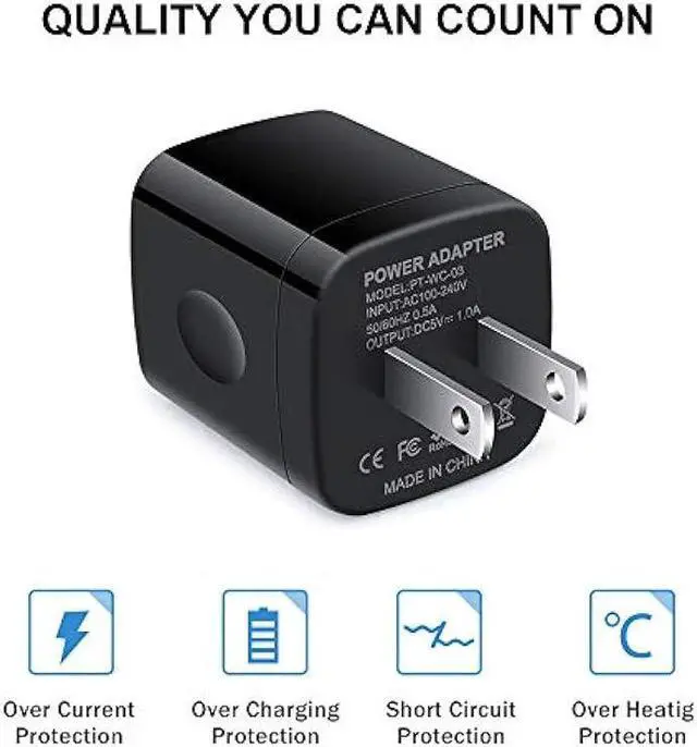 Alt view image 4 of 7 - Fast Charger Block, Single Port USB Wall Plug for Phone 13 Charging Cubes 1A Power Adapter Compatible iPhone 12/11 Pro Max/XS/X/8/7/6/SE, Samsung Galaxy A12/A52/A10e/S22+/S10/S9/S8/Note20 Ultra, Moto