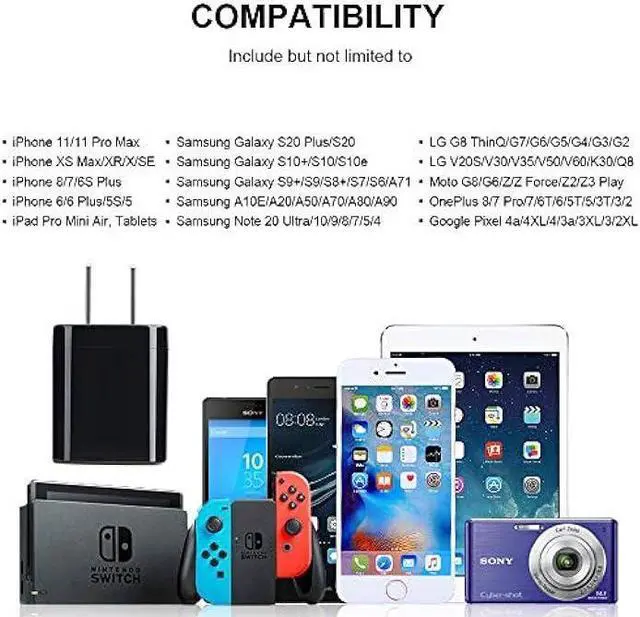 Alt view image 7 of 7 - Fast Charger Block, Single Port USB Wall Plug for Phone 13 Charging Cubes 1A Power Adapter Compatible iPhone 12/11 Pro Max/XS/X/8/7/6/SE, Samsung Galaxy A12/A52/A10e/S22+/S10/S9/S8/Note20 Ultra, Moto