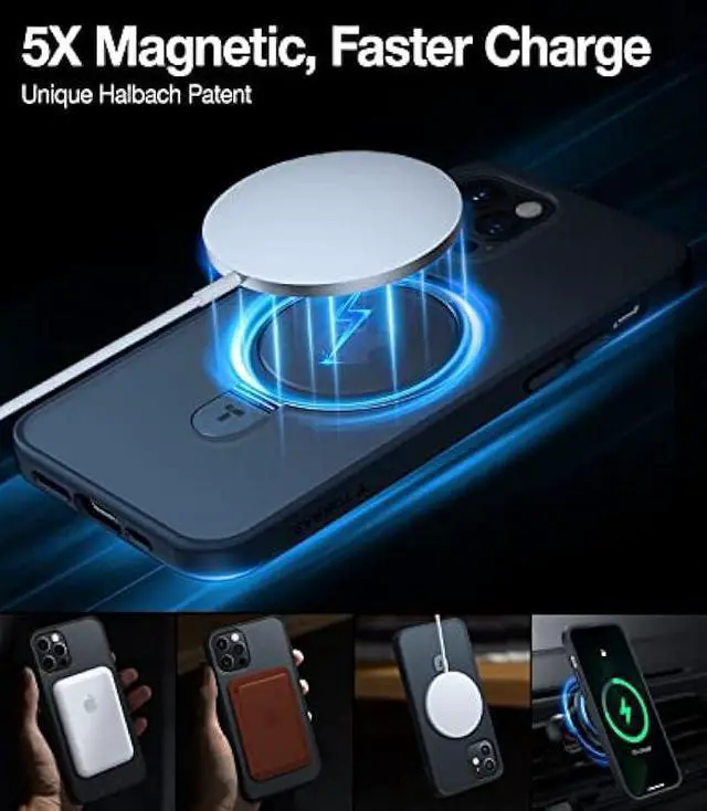 Alt view image 2 of 6 - TORRAS Magnetic UPRO Ostand Designed for iPhone 12 Case & iPhone 12 Pro Case, Compatible with Magsafe Ring Stand, Military Grade Drop Protection, Shockproof Hard Translucent Slim 12 Phone Case, Black