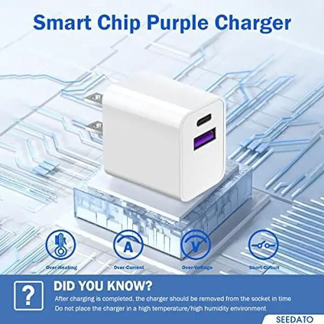 Alt view image 5 of 6 - USB C Charger Block, 20W Dual Port Fast Charger, Apple Watch Charger, Seedato Charging Block Compatible with Apple Watch Series 8 7 Charger, for iPhone 14/13/12/Pro Max, AirPods