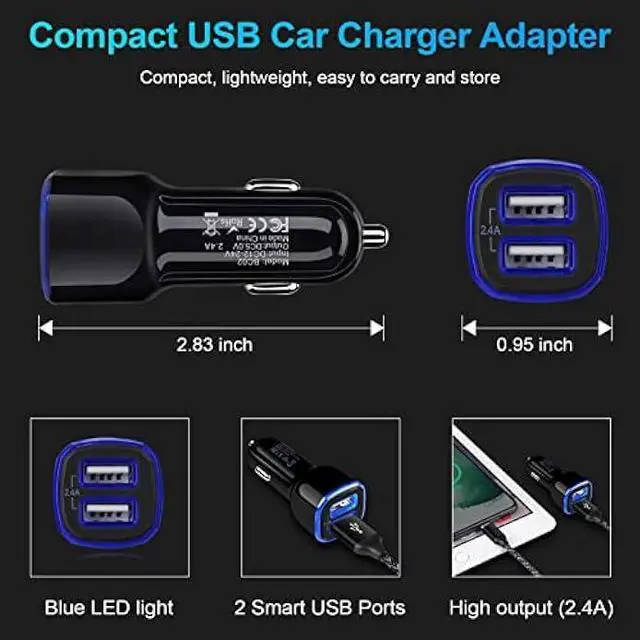 Alt view image 5 of 7 - Car Charger, 2.4A 12W AndHot 2 Pack Mini Dual Port USB Car Charger Adapter Plug for iPhone 14 13 12 SE 11 Pro Max XR XS X 8 7 6S Plus, iPad, Samsung Galaxy S22 S21 S20 S10 Note 20, LG, Moto, Android