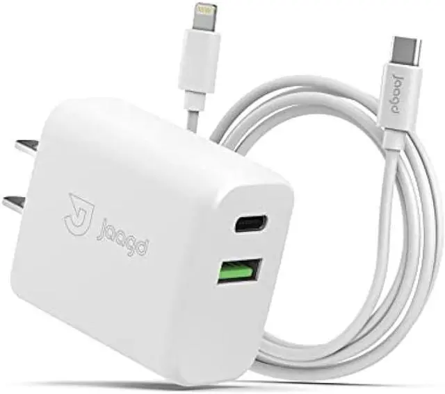 Alt view image 6 of 7 - Jaagd 20W Apple MFi Certified iPhone and iPad Charger, USB C and USB Dual Wall Charger Set with Type-C Lightning Cable Compatible with iPhone 14/13/13 Pro/13 Pro max/iPhone 12/12 Pro max/X and More