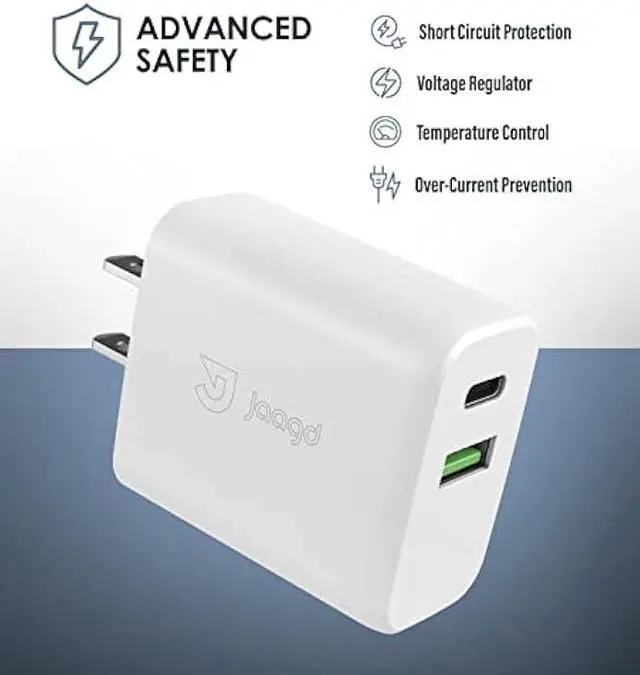 Alt view image 7 of 7 - Jaagd 20W Apple MFi Certified iPhone and iPad Charger, USB C and USB Dual Wall Charger Set with Type-C Lightning Cable Compatible with iPhone 14/13/13 Pro/13 Pro max/iPhone 12/12 Pro max/X and More