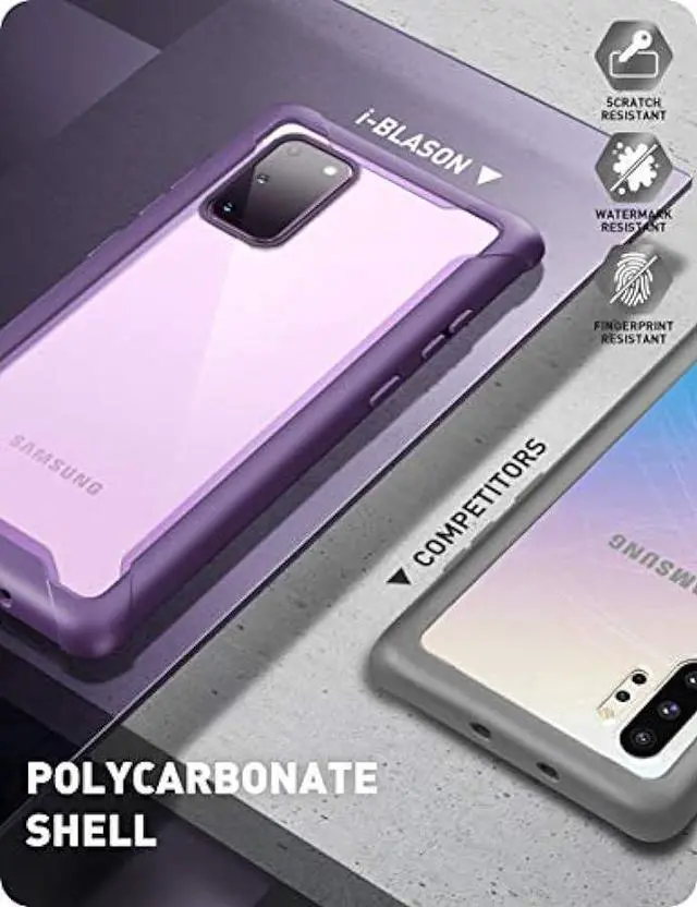 Alt view image 6 of 6 - i-Blason Ares Series Designed for Samsung Galaxy S20 FE 5G Case (2020 Release), Dual Layer Rugged Clear Bumper Case with Built-in Screen Protector (Purple)