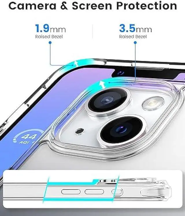 Alt view image 4 of 6 - Mkeke for iPhone 15 Case Clear, [Not Yellowing] [Military Grade Protection] Slim Shockproof Phone Cases for iPhone 15 2023