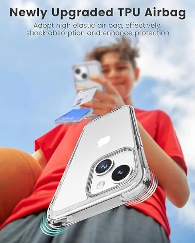 Alt view image 5 of 6 - Mkeke for iPhone 15 Case Clear, [Not Yellowing] [Military Grade Protection] Slim Shockproof Phone Cases for iPhone 15 2023