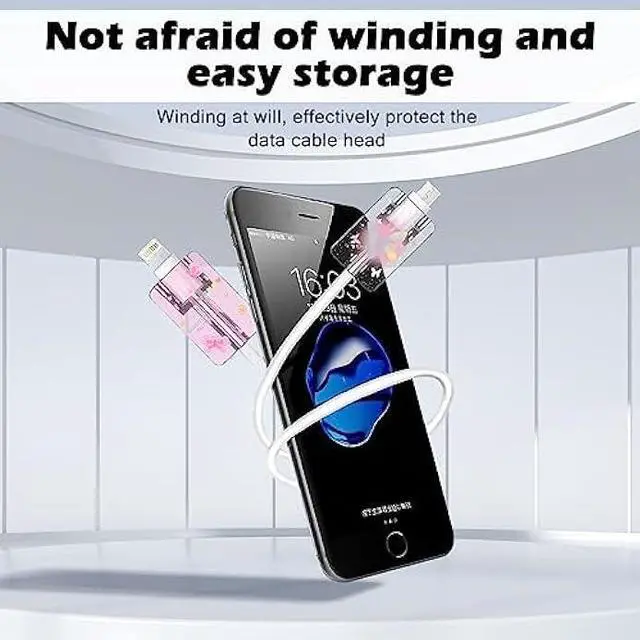 Alt view image 4 of 6 - Glitter Cable Protector for iPhone Type-c Charger,Cute Bling Butterflies Pattern 4 PCS Set Cable Phone Protector for Women Girls,Charging Cord Protector,Cable Chomper,Cord Saver