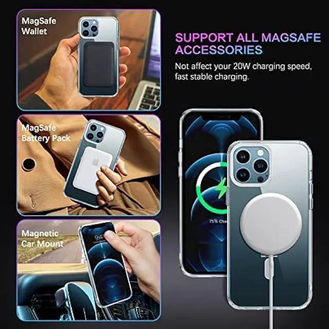 Alt view image 3 of 6 - DUEDUE for iPhone 12 Case, iPhone 12 Pro Magnetic Case with Invisible Stand [Compatible with Magsafe], Clear Protective Cover Slim Transparent Shockproof Phone Case for iPhone 12/12 Pro 6.1, Clear