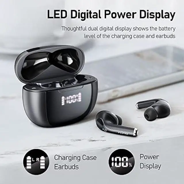 Alt view image 5 of 6 - CALCINI Wireless Earbuds for iPhone Bluetooth Headphones 5.3 with LED Power Display Charging Case, True Wireless Earphones, IP67 Waterproof Mic Headset TWS Stereo Sound for Sport Workout Android iOS