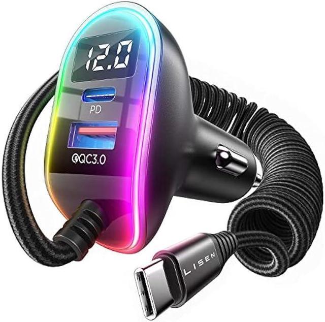 USB C Car Charger Adapter - LISEN 66W 3 Port USB Car Charger Fast
