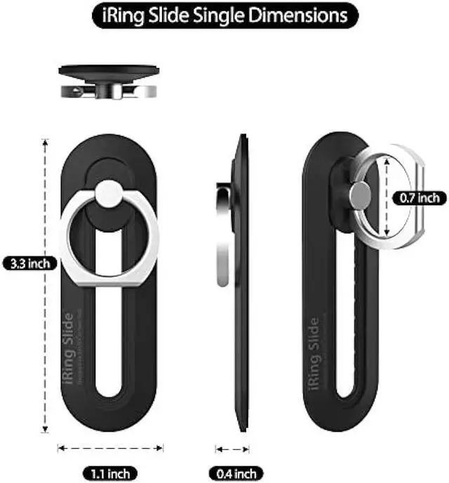Alt view image 6 of 6 - iRing Slide, Made in Korea, Wireless Charging Compatible. Simply Slide The Ring Down to Charge. Includes Hook Mount for Car Cradle or Wall. AAUXX Original Ring Grip Finger Holder Stand (Black)