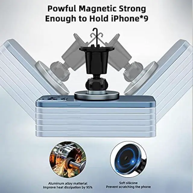 Alt view image 3 of 5 - Magnetic Wireless Car Charger - Lekente MagSafe Car Mount Charger Compatible with iPhone 14/14 Plus /14 Pro Max /13/12 Pro Max Mini | 15W Fast Charging Auto Alignment Car Air Vent Phone Holder