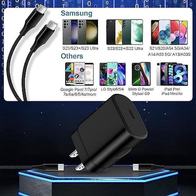 Alt view image 7 of 7 - 25W Super Fast Samsung A54 Type C Charger USB C Charging Block for Samsung Galaxy A53 A14 A13 5G S23 Ultra S22 S21 FE S20 A03S Z Flip 5 Fold 5,Wall Charger Plug Box+6FT C Andriod Phone Charger Cable