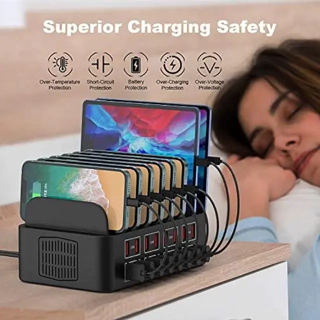 Alt view image 5 of 6 - Charging Station for Multiple Devices,Cinlinso 175W/35A 16 Port USB Charging Station,Multi Device Fast Charger Organizer Compatible with iPad,Tablet,Kindle Cell Phone and Other Electronic