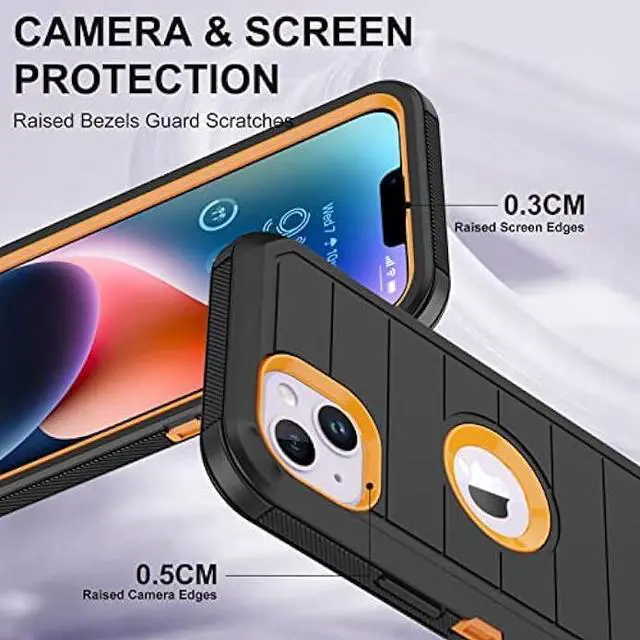 Alt view image 3 of 7 - Annymall for iPhone 14 Case with 2 Screen Protector,Full Body Shockproof Drop Protection Dust Proof Heavy Duty 3-Layer Rugged Durable Military Grade Cover for Apple iPhone 14 6.1 (Black/Oranger)