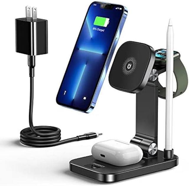 Magnetic Wireless Charging Station,THREEKEY 4 in 1 Fast Charger