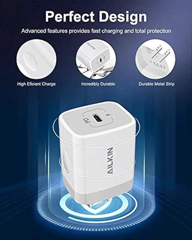 Alt view image 3 of 7 - USB C Charger Block, 20W PD Wall Charger C Type Fast Charging Station Power Adapter USB Plug Brick Cube Box for iPhone 15 14 13 Pro Max 13 Mini 12 Pro Max SE 11 XR XS USBC Outlet Typec Port Connector