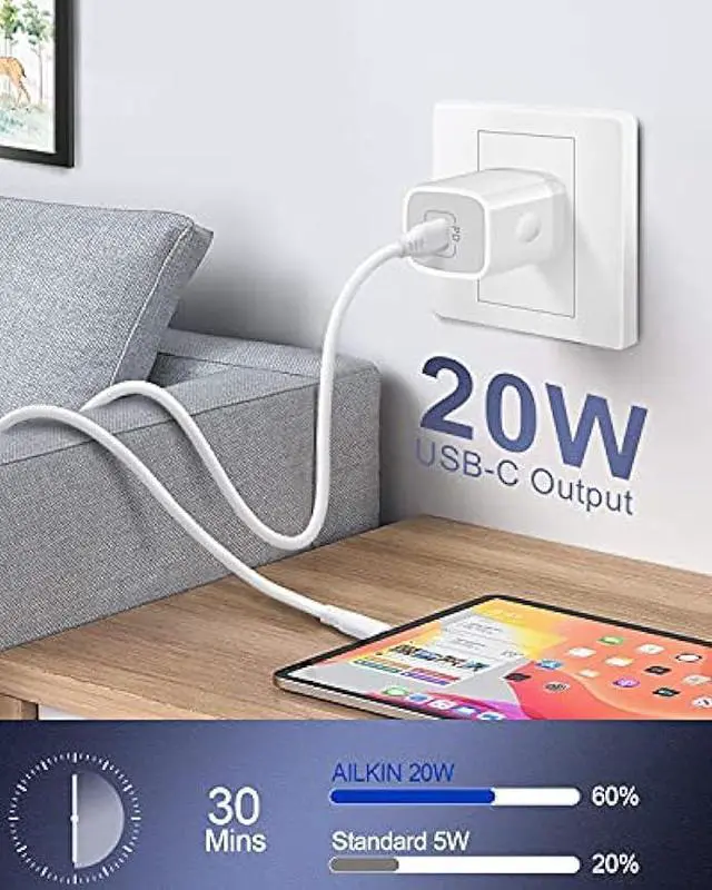 Alt view image 6 of 7 - USB C Charger Block, 20W PD Wall Charger C Type Fast Charging Station Power Adapter USB Plug Brick Cube Box for iPhone 15 14 13 Pro Max 13 Mini 12 Pro Max SE 11 XR XS USBC Outlet Typec Port Connector