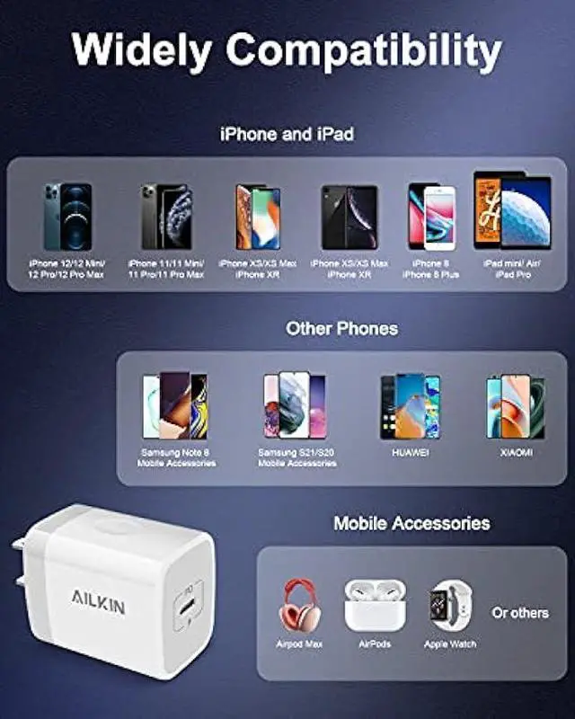 Alt view image 7 of 7 - USB C Charger Block, 20W PD Wall Charger C Type Fast Charging Station Power Adapter USB Plug Brick Cube Box for iPhone 15 14 13 Pro Max 13 Mini 12 Pro Max SE 11 XR XS USBC Outlet Typec Port Connector