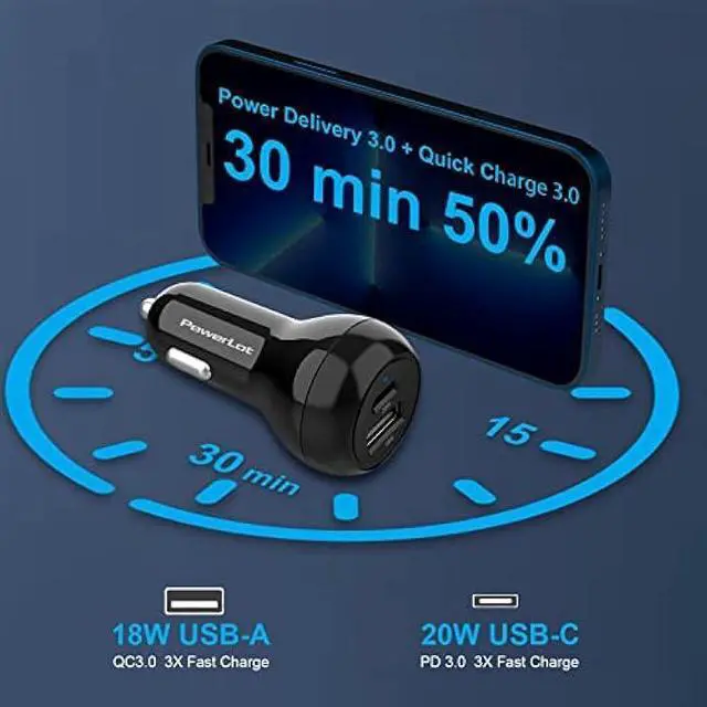 Alt view image 2 of 6 - USB C Car Charger Adapter, 12V Car Charger Multi Port, 38W 2 Port Car Charger, PD 20W& QC 18W Cigarette Lighter Adapter, USB C Car Plug Fast Charging iPhone 14/13/12, iPad Air/Pro, S20/S10, Note 21/20