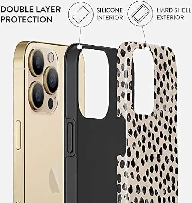 Alt view image 3 of 7 - BURGA Phone Case Compatible with iPhone 13 PRO MAX - Wireless Charging Compatible, Hybrid 2-Layer Hard Shell + Silicone Protective Case, Heavy Duty Protection, Slim Fit, Almond Latte
