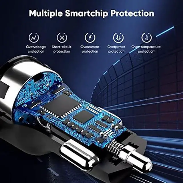 Alt view image 5 of 6 - USB C Car Charger Adapter, 12V Car Charger Multi Port, 38W 2 Port Car Charger, PD 20W& QC 18W Cigarette Lighter Adapter, USB C Car Plug Fast Charging iPhone 14/13/12, iPad Air/Pro, S20/S10, Note 21/20