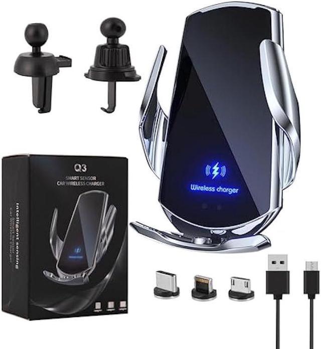 Smart Car Wireless Charger Phone Holder, Wireless Auto-Sensing Car Phone  Holder Charger