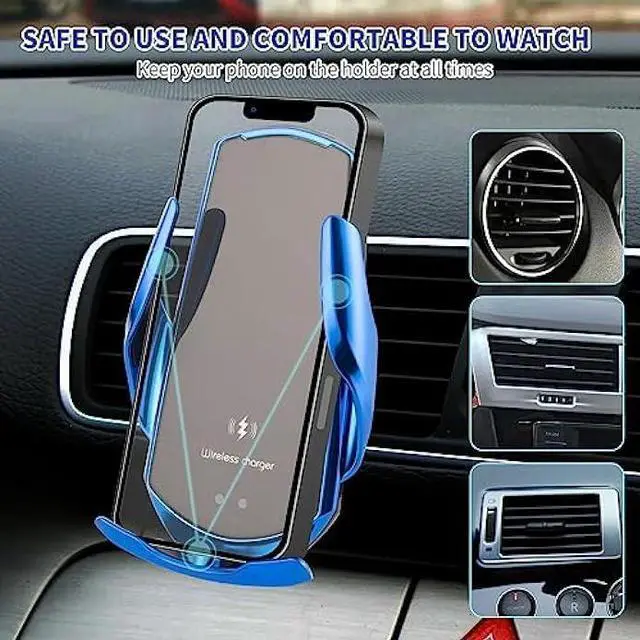Alt view image 3 of 6 - LFNOWN Wireless Car Charger Car Phone Holder Mount Wireless Charging 15W Fast Charging Auto Clamping Car Charger Phone Mount Phone Holder fit for All iPhone Android Smartphone(Silver)