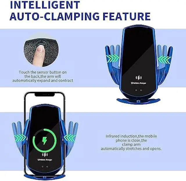 Alt view image 4 of 6 - LFNOWN Wireless Car Charger Car Phone Holder Mount Wireless Charging 15W Fast Charging Auto Clamping Car Charger Phone Mount Phone Holder fit for All iPhone Android Smartphone(Silver)