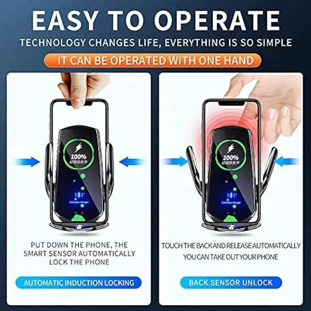 Alt view image 5 of 6 - LFNOWN Wireless Car Charger Car Phone Holder Mount Wireless Charging 15W Fast Charging Auto Clamping Car Charger Phone Mount Phone Holder fit for All iPhone Android Smartphone(Silver)