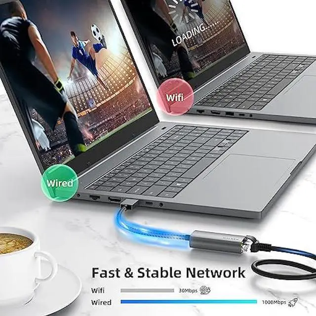 Alt view image 2 of 6 - WALNEW USB 3.0 Ethernet Adapter, 1000Mbps Gigabit USB LAN Network Adapter, USBA Male to RJ45 Female Cable Converter for Mac,MacBook Pro/Air,Surface Pro/Book/Go/Laptop,Chromebook,Dell XPS 15 13