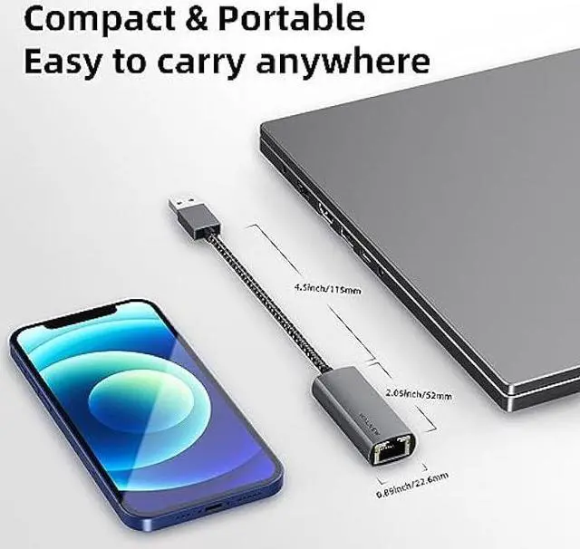 Alt view image 5 of 6 - WALNEW USB 3.0 Ethernet Adapter, 1000Mbps Gigabit USB LAN Network Adapter, USBA Male to RJ45 Female Cable Converter for Mac,MacBook Pro/Air,Surface Pro/Book/Go/Laptop,Chromebook,Dell XPS 15 13