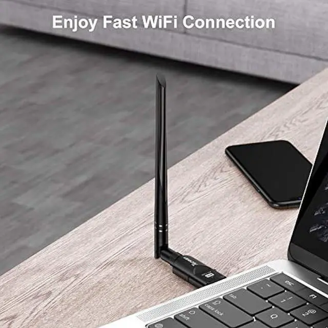 Alt view image 6 of 6 - USB WiFi Adapter 1200Mbps Techkey USB 3.0 WiFi Dongle 802.11 ac Wireless Network Adapter with Dual Band 2.42GHz/300Mbps 5.8GHz/866Mbps 5dBi High Gain Antenna for Desktop Windows XP/Vista / 7-10 Mac