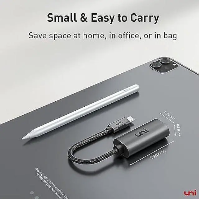 Alt view image 5 of 6 - USB C to Ethernet Adapter, uni Driver Free RJ45 to USB C [Thunderbolt 3/4 Compatible], 1Gbps Type-C Gigabit Ethernet LAN Network Adapter for MacBook Pro/Air, iPhone 15 Pro/Max, Dell XPS, Galaxy S8-S23