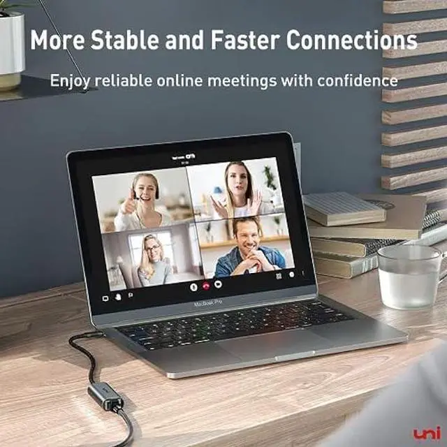 Alt view image 4 of 6 - USB C to Ethernet Adapter, uni Driver Free RJ45 to USB C [Thunderbolt 3/4 Compatible], 1Gbps Type-C Gigabit Ethernet LAN Network Adapter for MacBook Pro/Air, iPhone 15 Pro/Max, Dell XPS, Galaxy S8-S23