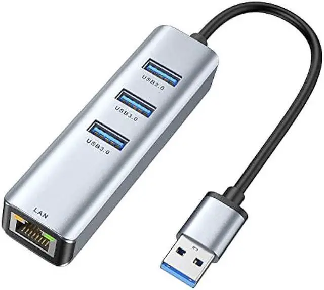 Main image of USB 3.0 to Ethernet Adapter,ABLEWE 3-Port USB 3.0 Hub with RJ45 10/100/1000 Gigabit Ethernet Adapter Support Windows 10,8.1,Mac OS, Surface Pro,Linux,Chromebook and More