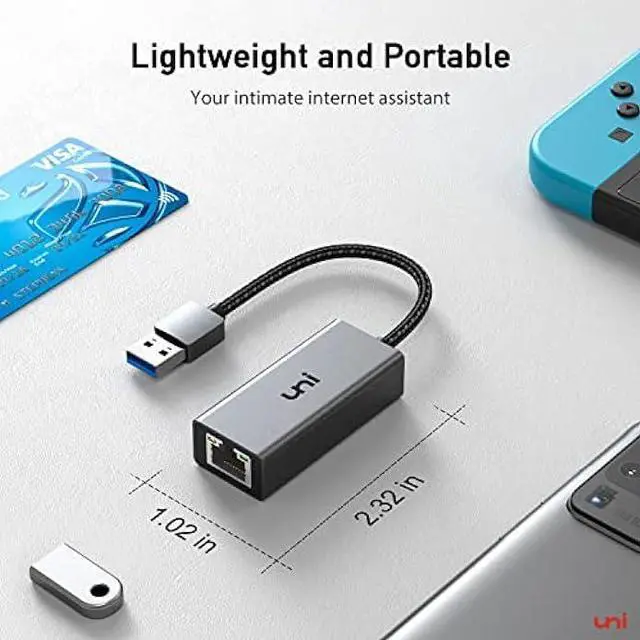 Alt view image 6 of 6 - USB 3.0 to Ethernet Adapter for Laptop, uni USB Network Adapter [100/1000 Gigabit] Compatible with Nintendo Switch, RJ45 LAN Network Adapter Support Chrome OS, Windows 8/7/XP/10, macOS, Linux